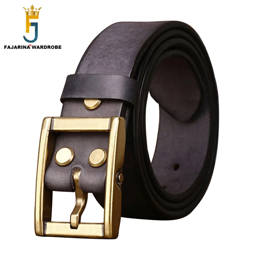 FAJARINA Personalized Design Top Quality Solid Cowhide Leather Belt for Men 38mm Wide