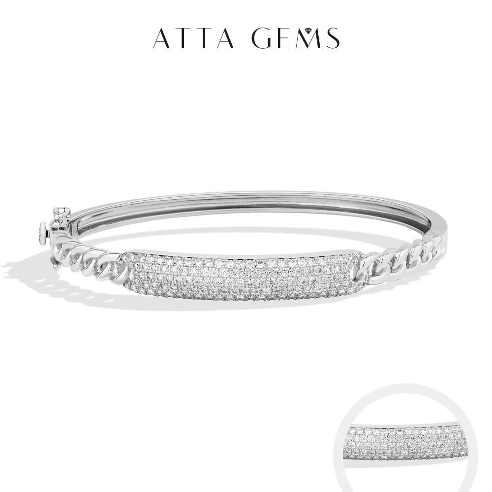 

ATTAGEMS New Charming Moissanite Bracelet 925Sterling Silver Yellow Gold Plated Bracelets For Women Men Engagement Party Jewelry