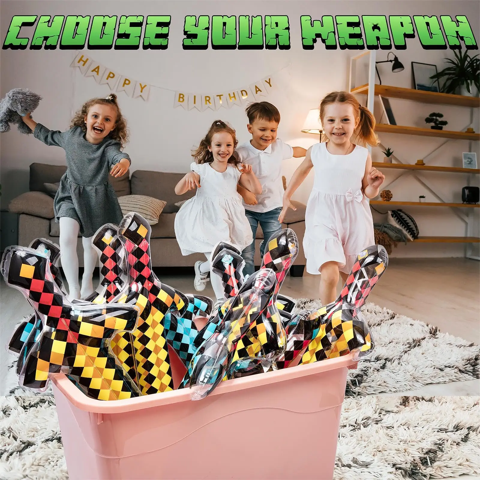 Arme d'épées gonflables pour enfants, 10 pièces, cadeaux de fête, fournitures de fête à thème, jouet gonflable en feutre de pixels et Cosplay pour enfants