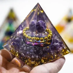 5cm Natural Crystal Energy Generator Pyramid Peridot Amethyst Reiki Healing Chakra Resin Pyramid Egyptian Decor Room Decoration