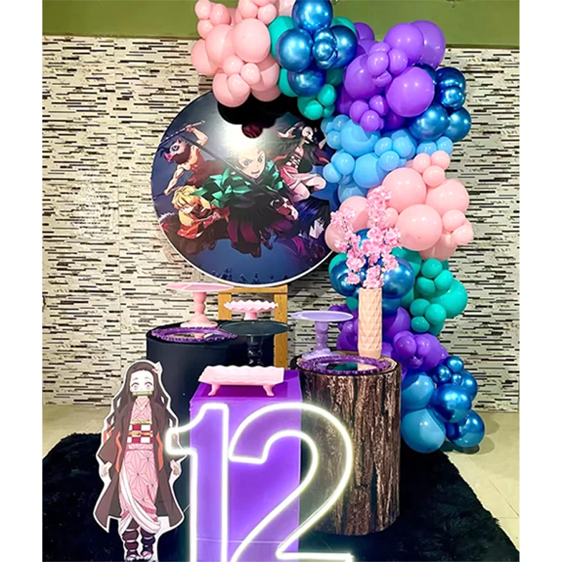 

Anime Demon Slayer Themed Balloon Garland Set Assembly Decorative Supplies for Birthday Party Event Scene Arrangement