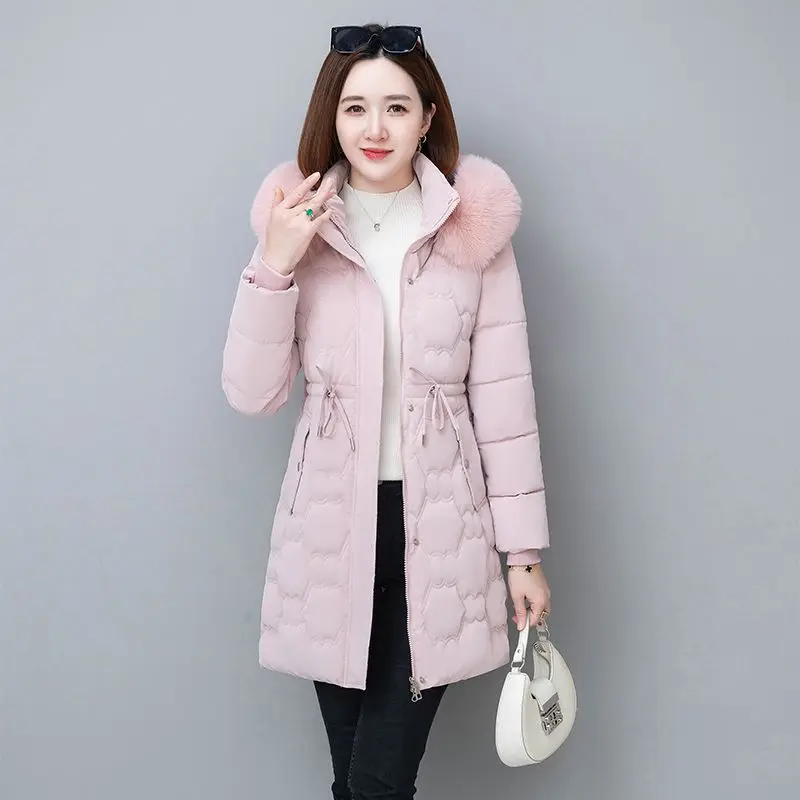 2024 New Winter Jacket Parkas Women Coat Fur Collar Hooded Overcoat Female Jacket Thick Warm Cotton Padded Puffer Parka Outwear