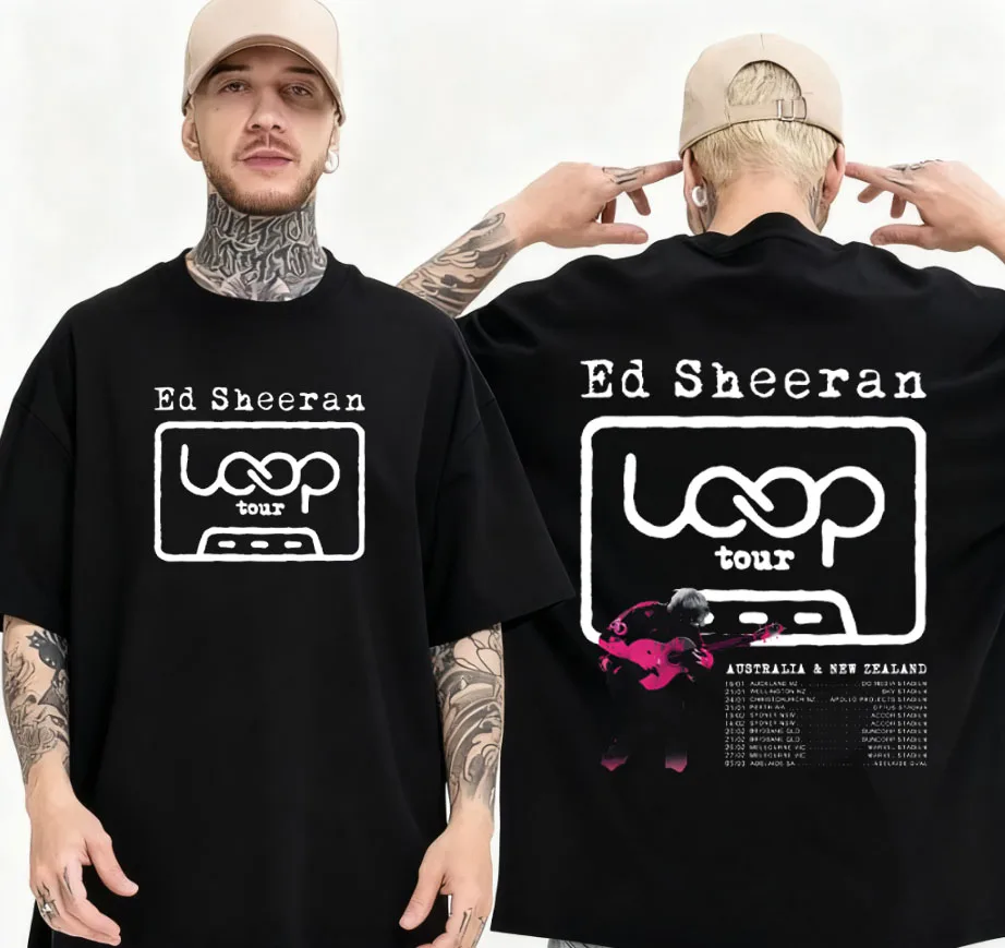 إد شيران حلقة جولة تي شيرت القطن الرجال الصيف القطن تي شيرت موضة جديدة فضفاضة للجنسين الهيب هوب الجرافيك الملابس Y2K #1