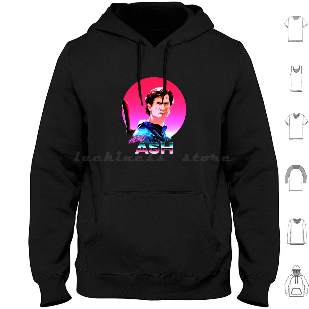 Hero Ash Retro Hoodie Cotton Long Sleeve Horror Comedy Army Of Darkness Hero Movies Ash