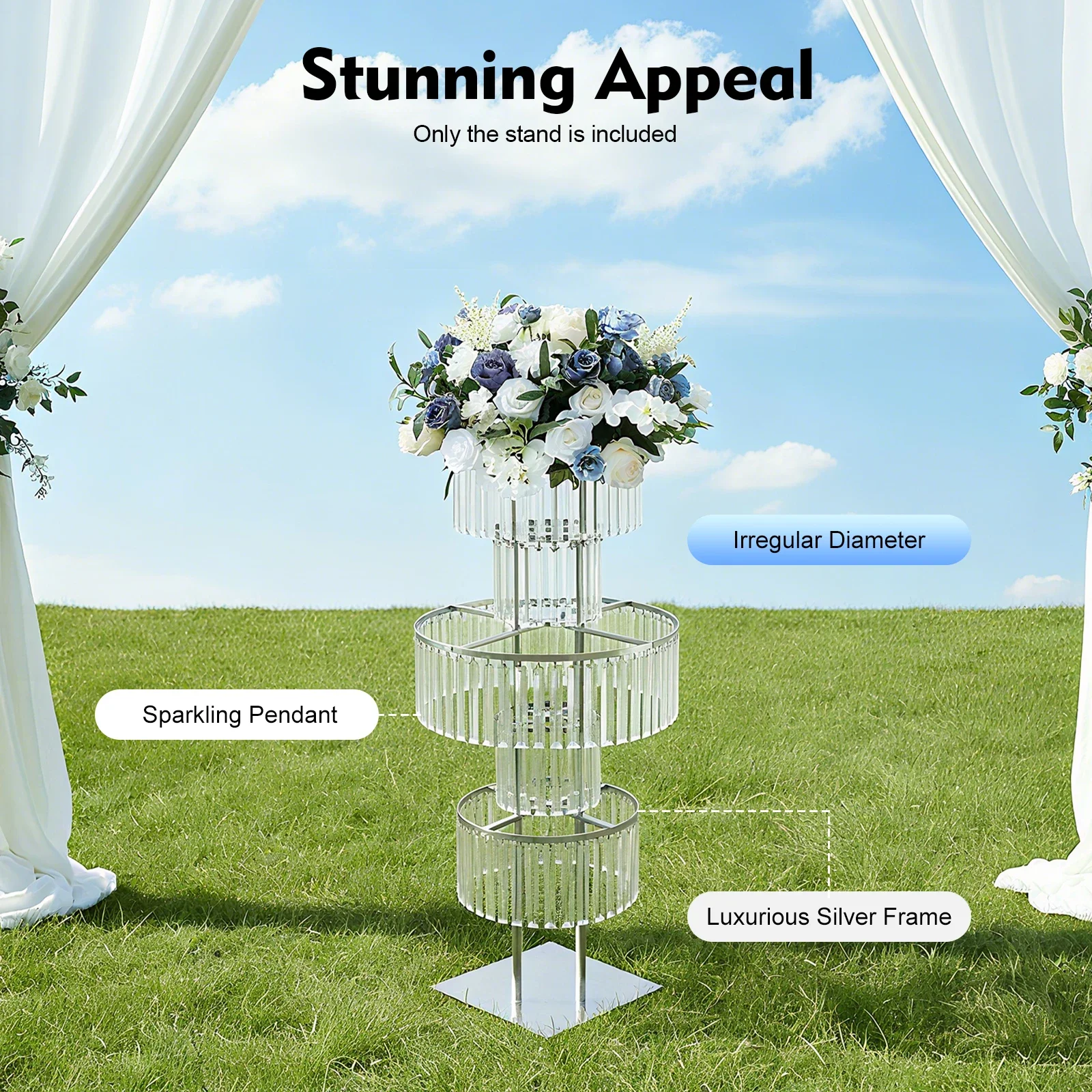 

НОВЕЙШИЕ Свадебные Центральные Элементы Декора: Хрустальные Вазы, 5-ярусная Хрустальная Подставка для Цветов, Премиум-Стеллаж для Декора Стола на Вечеринке, Золото/Серебро