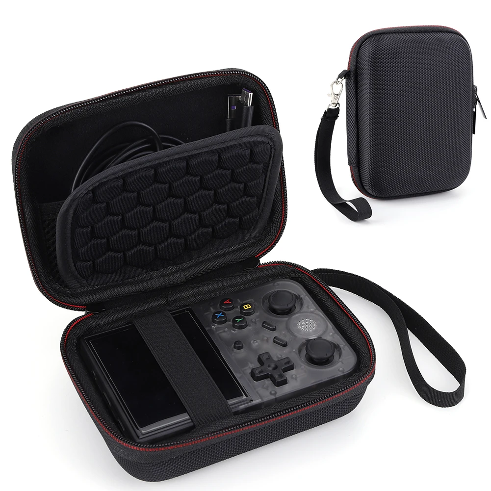 Hard Carrying Case Shockproof Anti-Scratch Anti-Drop with Mesh Bag&Hand Strap for Anbernic RG35XX/​RG353V/RG353VS Game Console