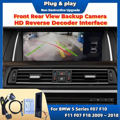 BMW 5 시리즈 F07 F10 F11 F07 F18 2009 ~ 2018 용 역방향 카메라 키트 특수 원래 화면 플러그 앤 플레이 전면 후면보기 카메라