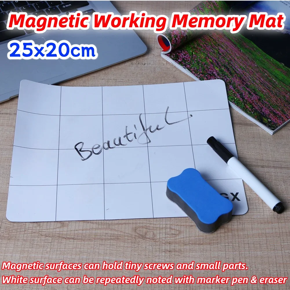 

Magnetic Work Mat Preventing Screws Lost Unorganized 25x20cm Repair Mat Screw Mat with Marker Pen Eraser for Mobile Phone Repair