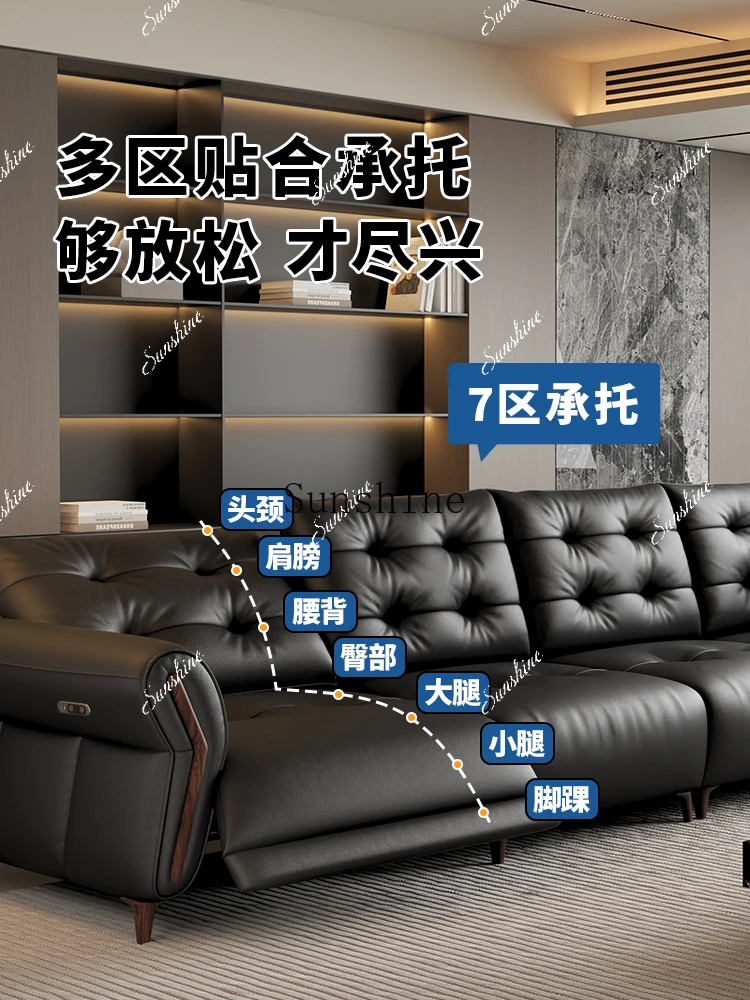 Function combination home theater minimalist Italian zero wall leather sofaH