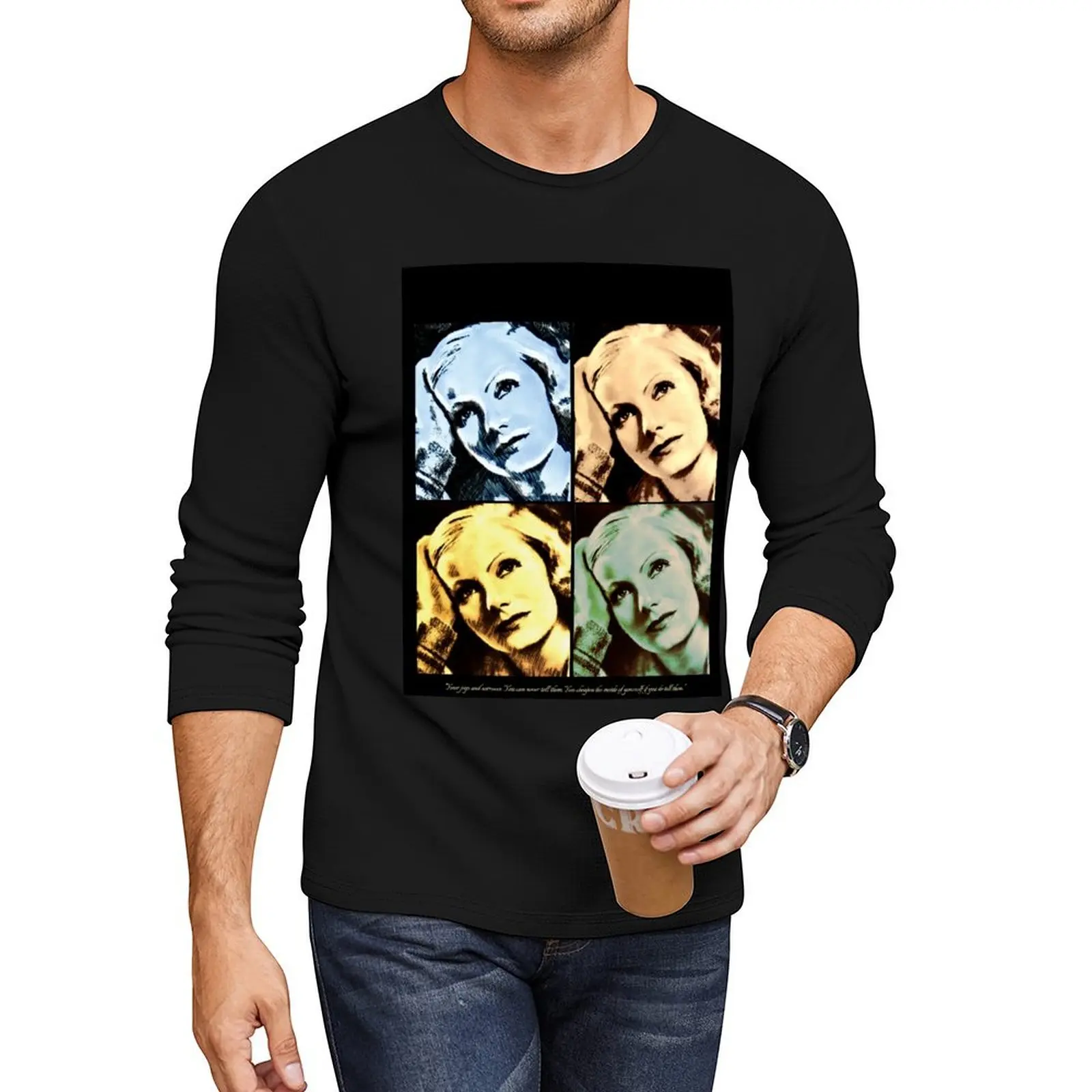 

Greta Garbo modern vintage Long T-Shirt customized t shirts funny t shirts Men's clothing