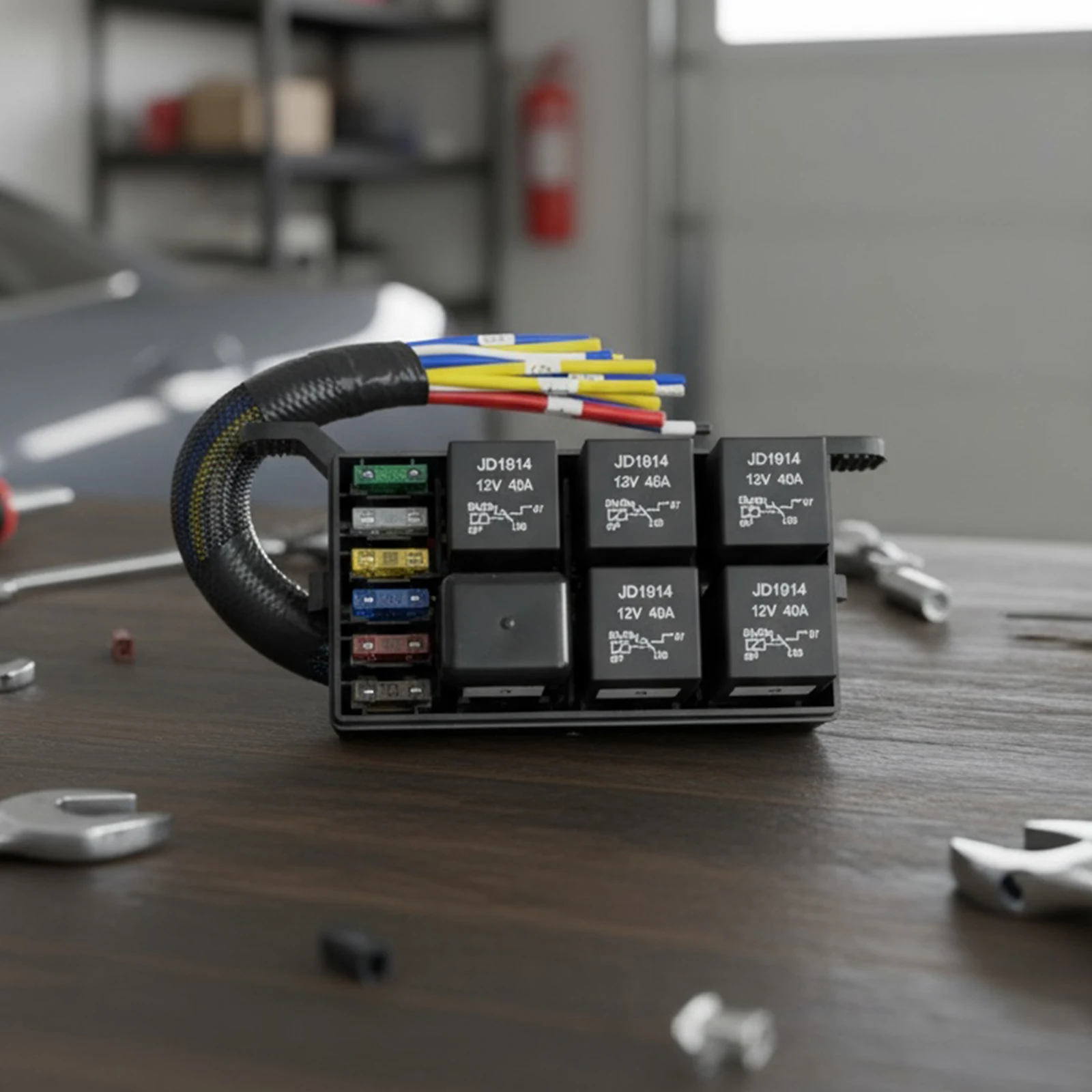 

6-канальный 12В автомобильный блок предохранителей и реле с предустановленными 40А 4-контактными реле, пластиковый модуль управления, современный автомобильный блок предохранителей для автомобилей и морского транспорта