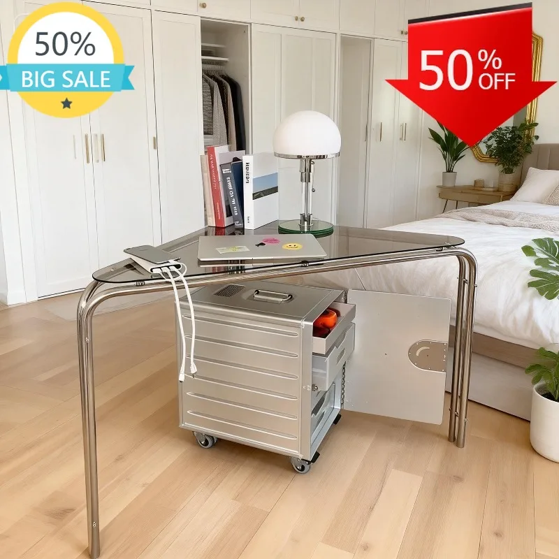 Triangle Desk Corner Desks Modern Minimalist Glass Side Tables Luxury Transparent Stainless Steel Tables Interior Furniture