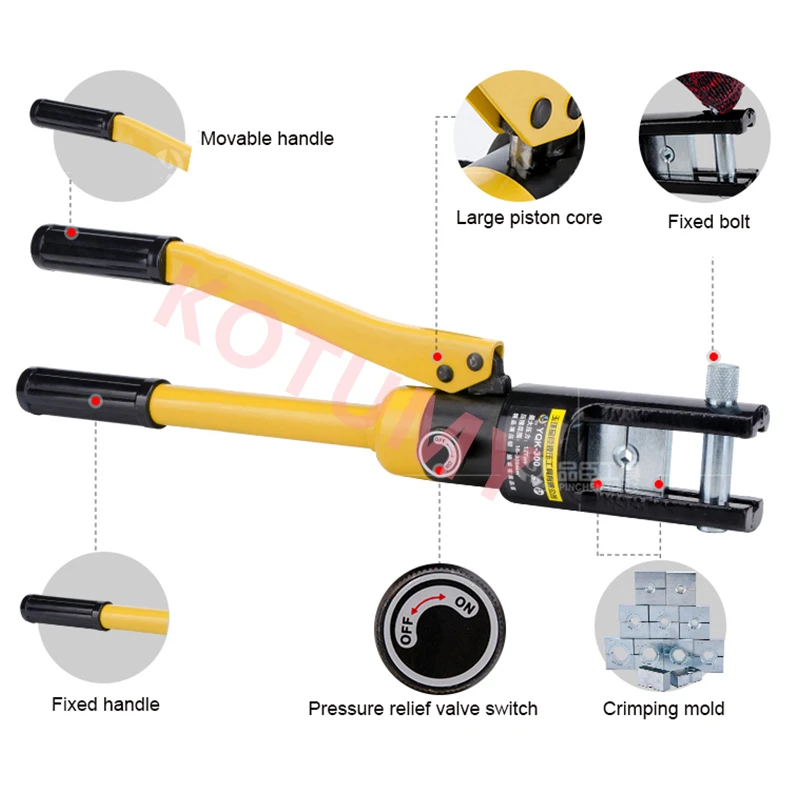 6-120mm² Hydraulic Crimping Pliers YQK-120 Pressure 8T Home Hydraulic Tools Hydraulic Pliers Cable Terminal Crimping Pliers