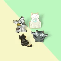 Life is Better with Cats Brooch Custom Cat Fish Coffee Enamel Pins Backpack Cute Animal Lapel Badges Hat Jewelry Gifts Wholesale