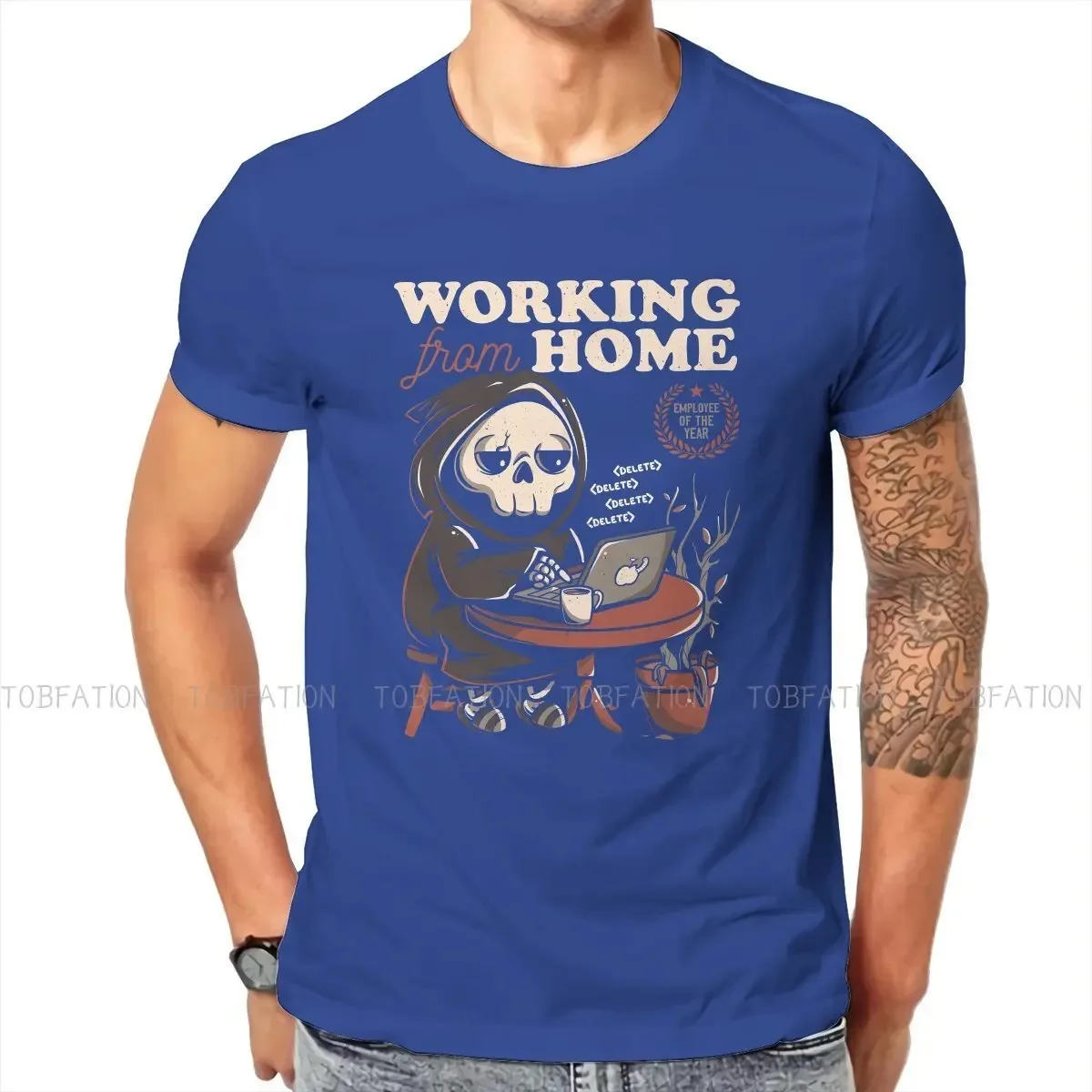 Working From Home Creepy Skull TShirt For Male Baphomet Satan Lucifer Clothing Style T Shirt Soft Print Fluffy 2024