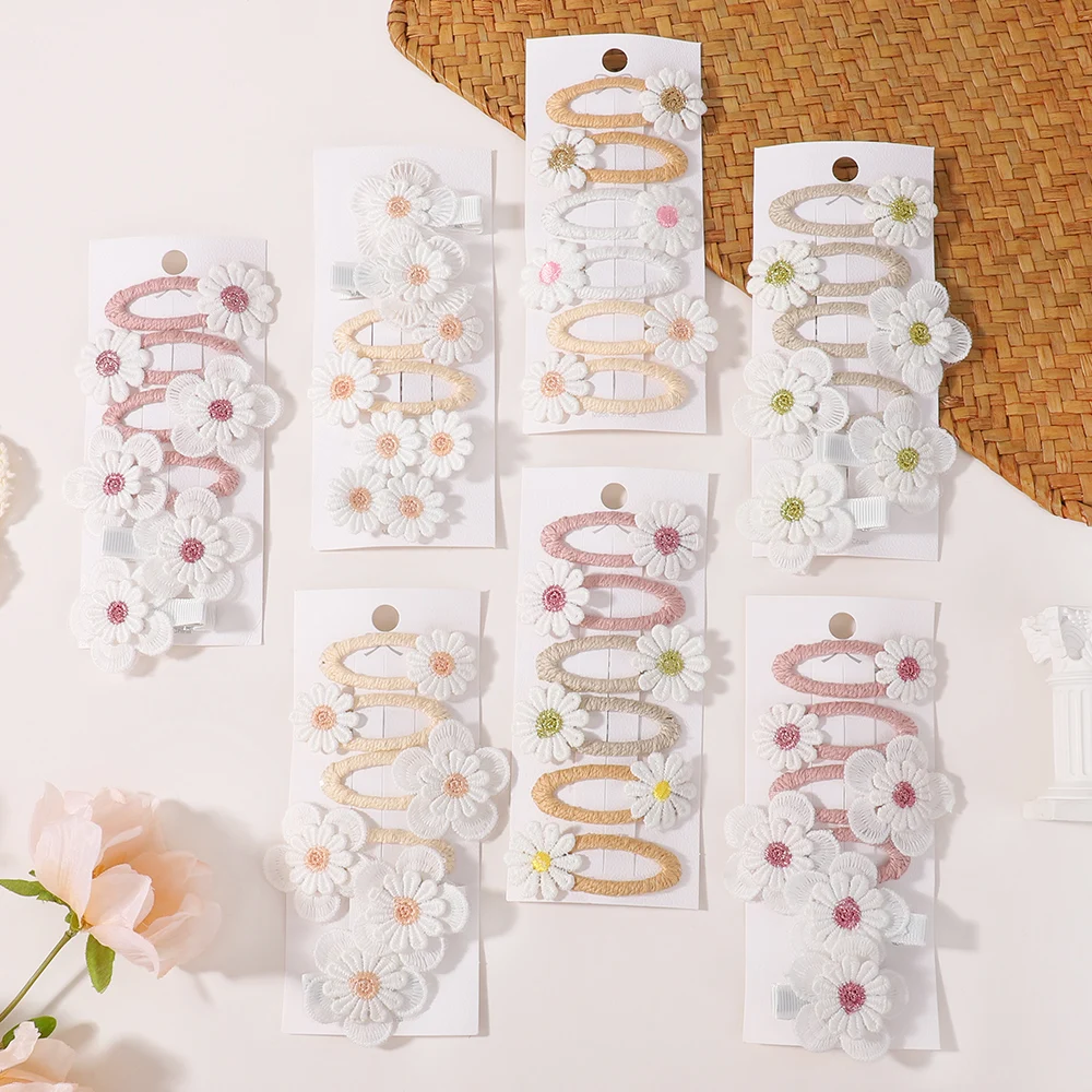 6 قطعة/المجموعة ديزي زهرة مقاطع الشعر دبابيس الشعر للأطفال اليدوية طفل الفتيات الأبيض الأميرة Hairgripes غطاء الرأس إكسسوارات الشعر هدية