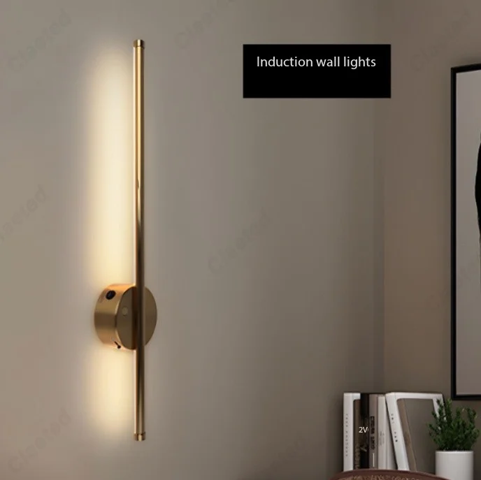 New LED Induction Strip Wall Lamp Charging Wiring-free Remote Control Timing Living Room Corridor Bedroom Bedside Lighting