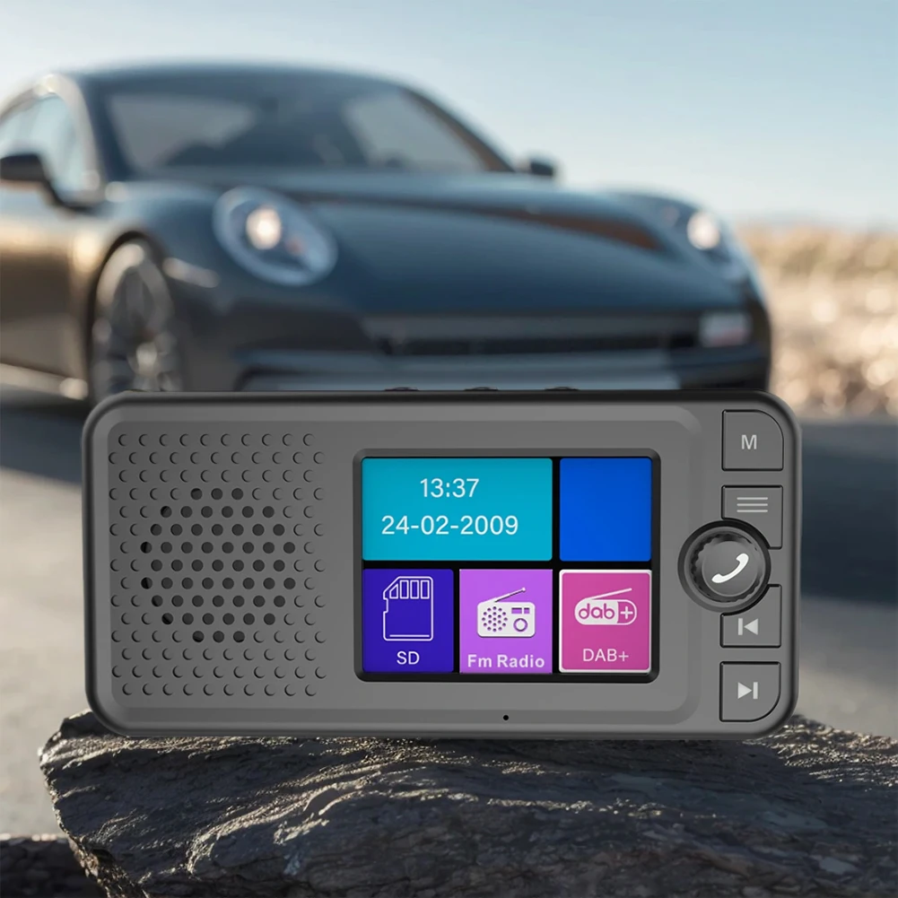 Stereo Digital Signal Antenna Broadcast Adapter with 2.4inch Screen BT 5.0 AUX FM Transmitter Car Supplies