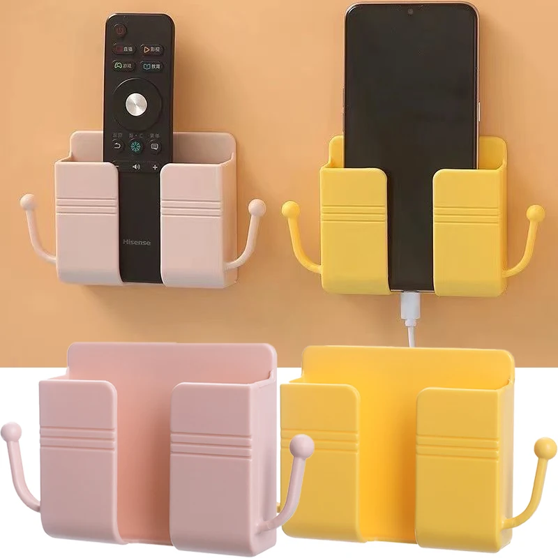 

Wall Mount Mobile Phone Charging Hanging Holder Remote Control Organizer Box Storage Electric Plug Holder Home Accessories