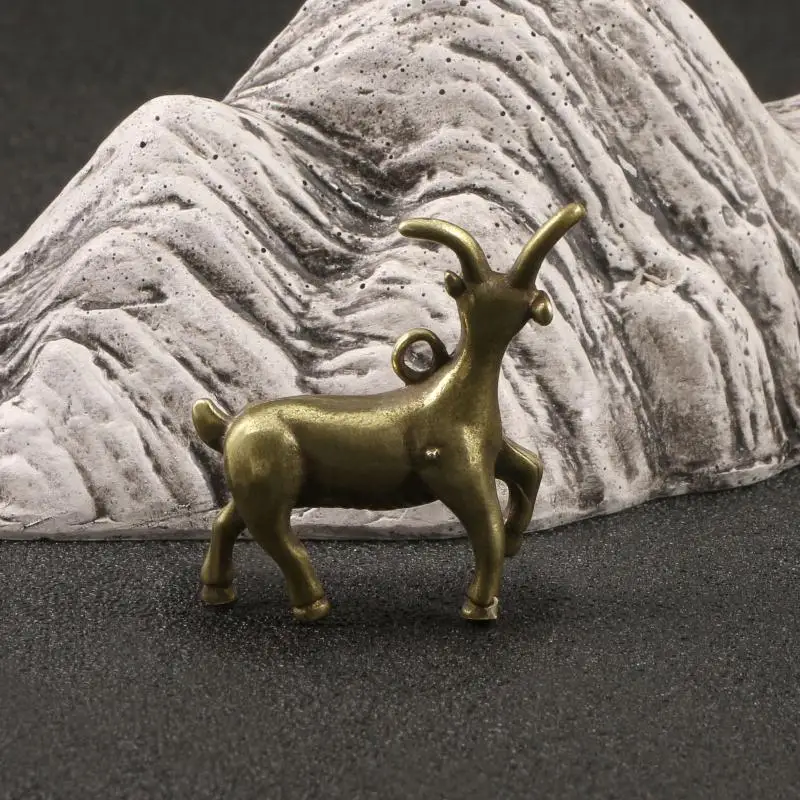 Antike Messing-Antilopen-Statue, kleine Tischdekoration, Kupfer-Tierfiguren, Ziegen-Figuren, Briefbeschwerer, Heimdekoration – Detail 7