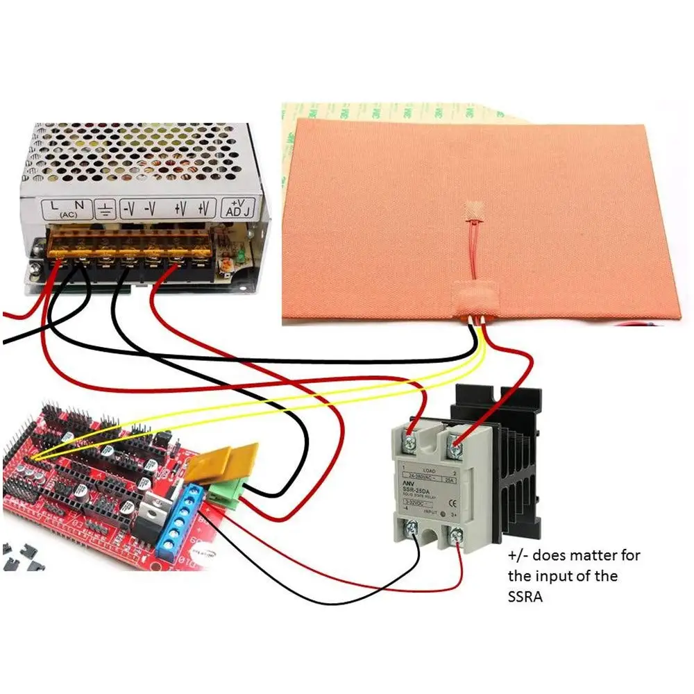 Silicone Rubber Electric Heating Pad Thermal Heated Hot Mat Plate for Creality CR-10 /CR-10S 3D Printer Heater Bed 4 Screw Holes