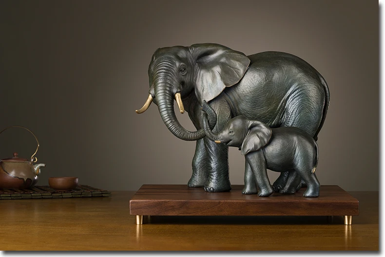 African Culture Asia Thailand HOME Company Business Decor Art Elephant Family