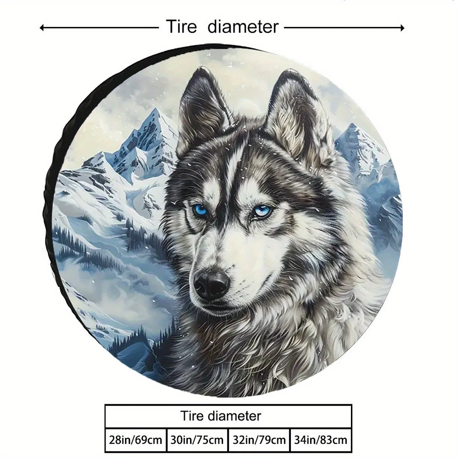 Snow Mountain Wolf King Spare Tire Cover Durable Polyester Windproof Dustproof for RVs Campers SUVs Trucks Travel Trailers