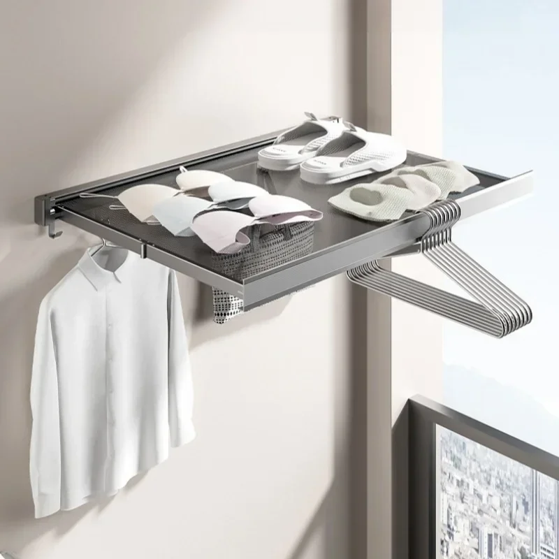 Foldable Clothes and Hat Rack with Hooks Space Saving Tool for Bathroom Balcony