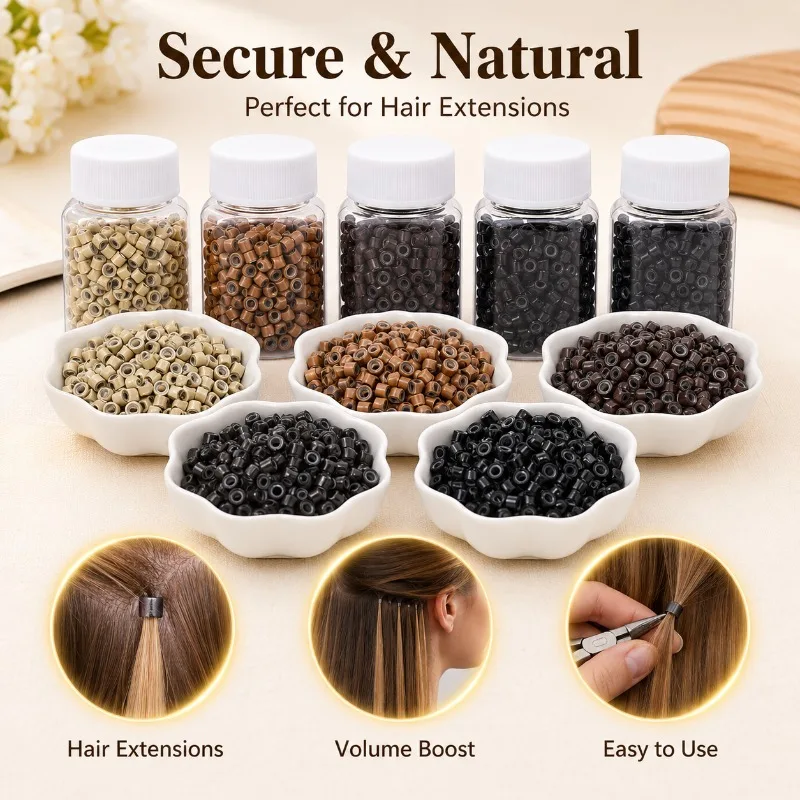 3000 Pcs Invisible Hair Extension Loops Thread 5030 Silicone Rings Salon Tool Seamless Hair Joint Fitting Daily Styling