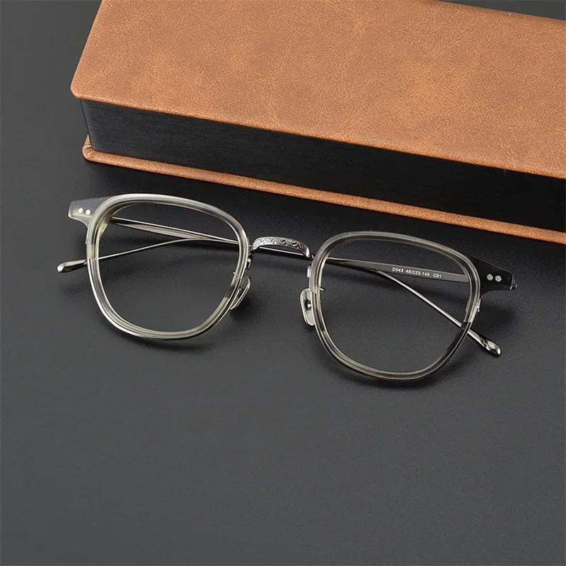 D543 Round Shades Titanium Men Women's Optical Eyeglasses Frame Myopia Glasses for Men and Women Prescription Carving Glasses