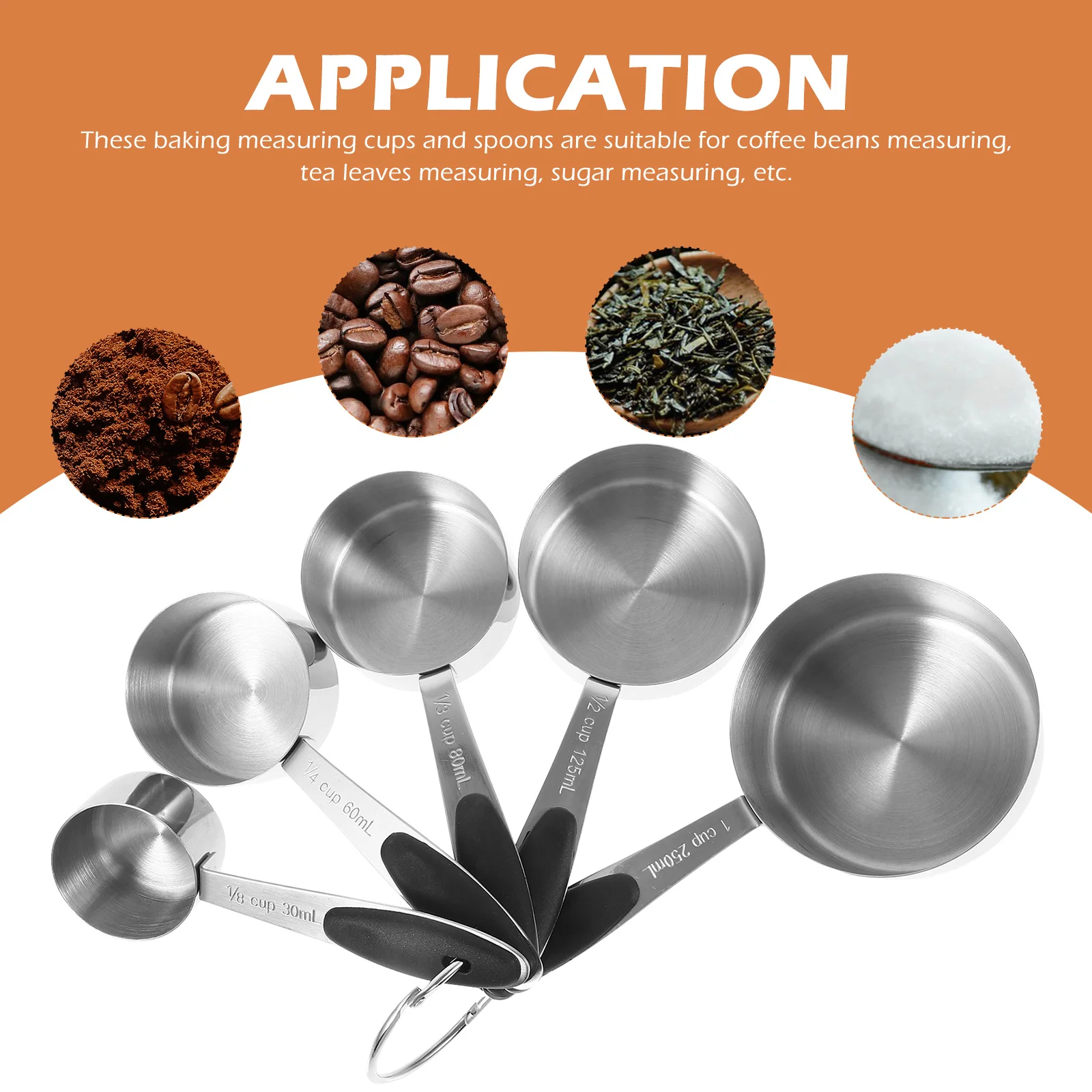 

1Set Measuring Spoons and Cups Set Compact Silicone Stainless Steel Precise Bake Coffee Sugar Tea Measurement Kit