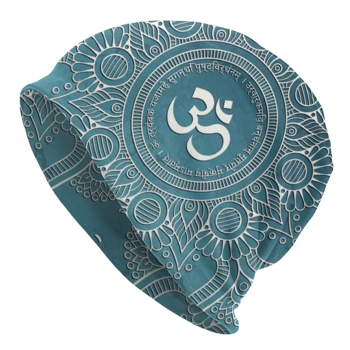 Custom Unisex Bonnet Knitting Hat Maha Mrityunjaya Mantra Hip Hop Beanies Adult Om Yoga Mandala Buddhism Aum Beanie Hats Cap