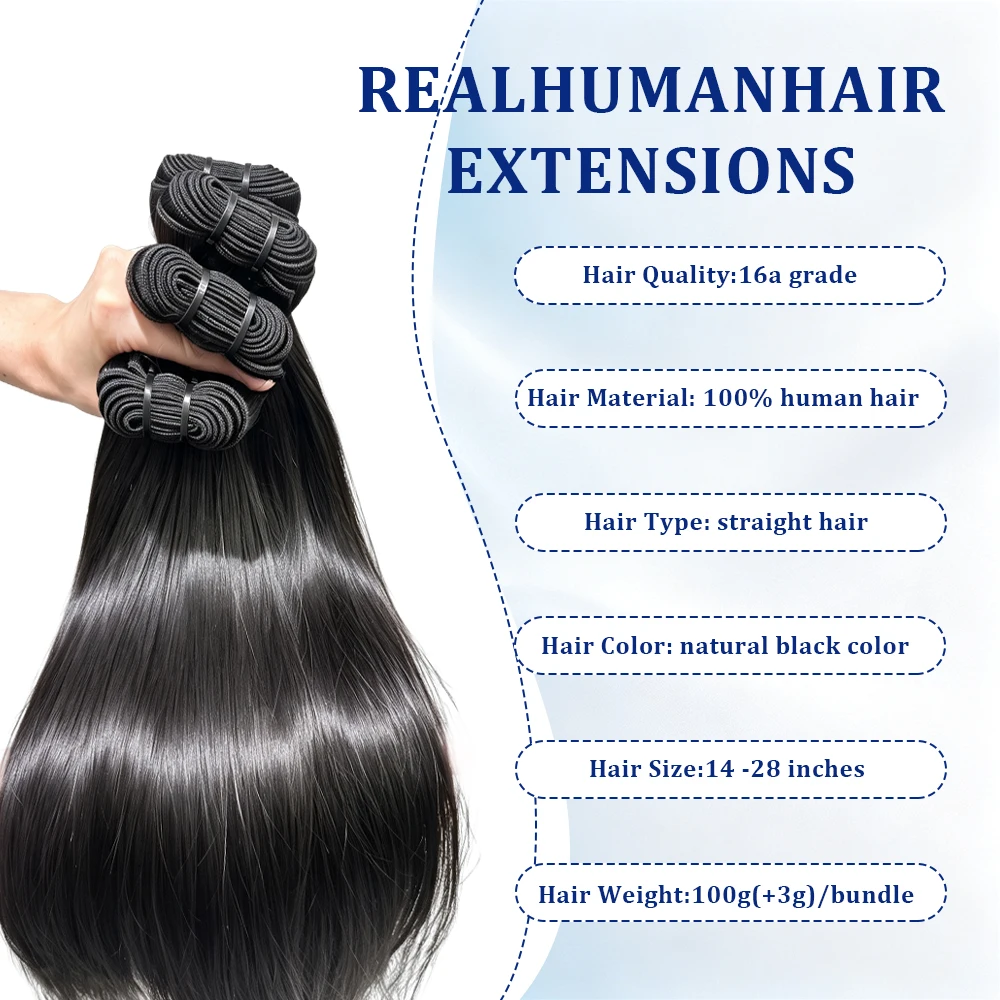 Natural Black Bone Straight 16A Raw Brazilian Hair Bundles 30 34 Inch 100% Unprocessed Human Hair Weft Extensions For Black Women