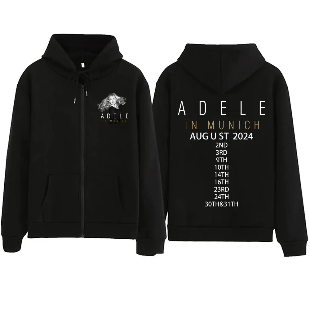 Adele In Munich Tour 2024 Hoodies Men's Hooded Zipper Pullover Sweatshirts Winter Sweatshirt