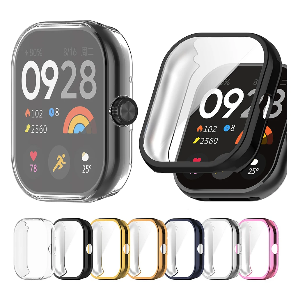 Electroplated TPU Protective Case For Redmi Watch 4 Full Screen Protector Shell Cover Bumper