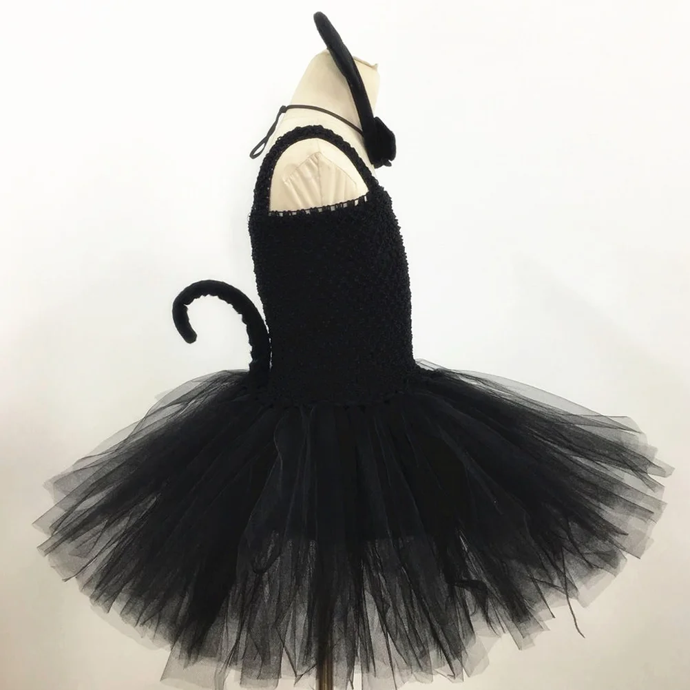 Cat Skirt Suit Dancing Costume Halloween Tutu Toddler Stylish Design Kids Cotton Dress