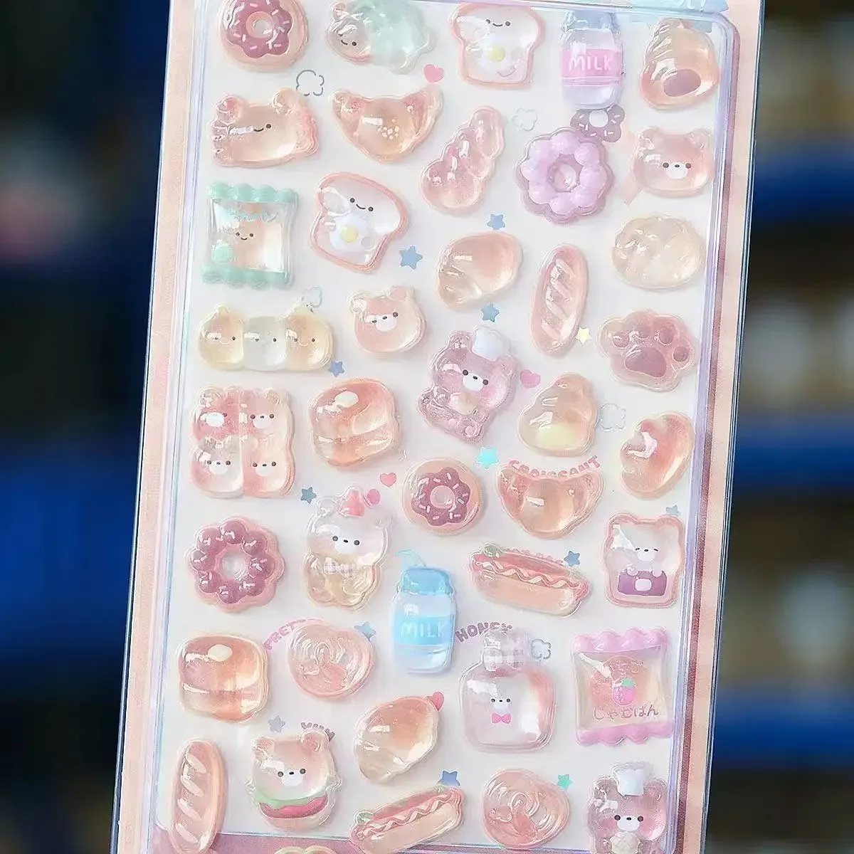 1-6pcs Kawaii 3D Jelly Resin Stickers Cute Cartoon Sparkle Transparent Decals for Scrapbooking Phone Case Laptop DIY Decor. image 4