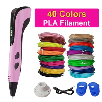 3D Pen Kids 40 Colors PLA Filaments 3D Priting Pen Children DIY Drawing Pens Type C Port B