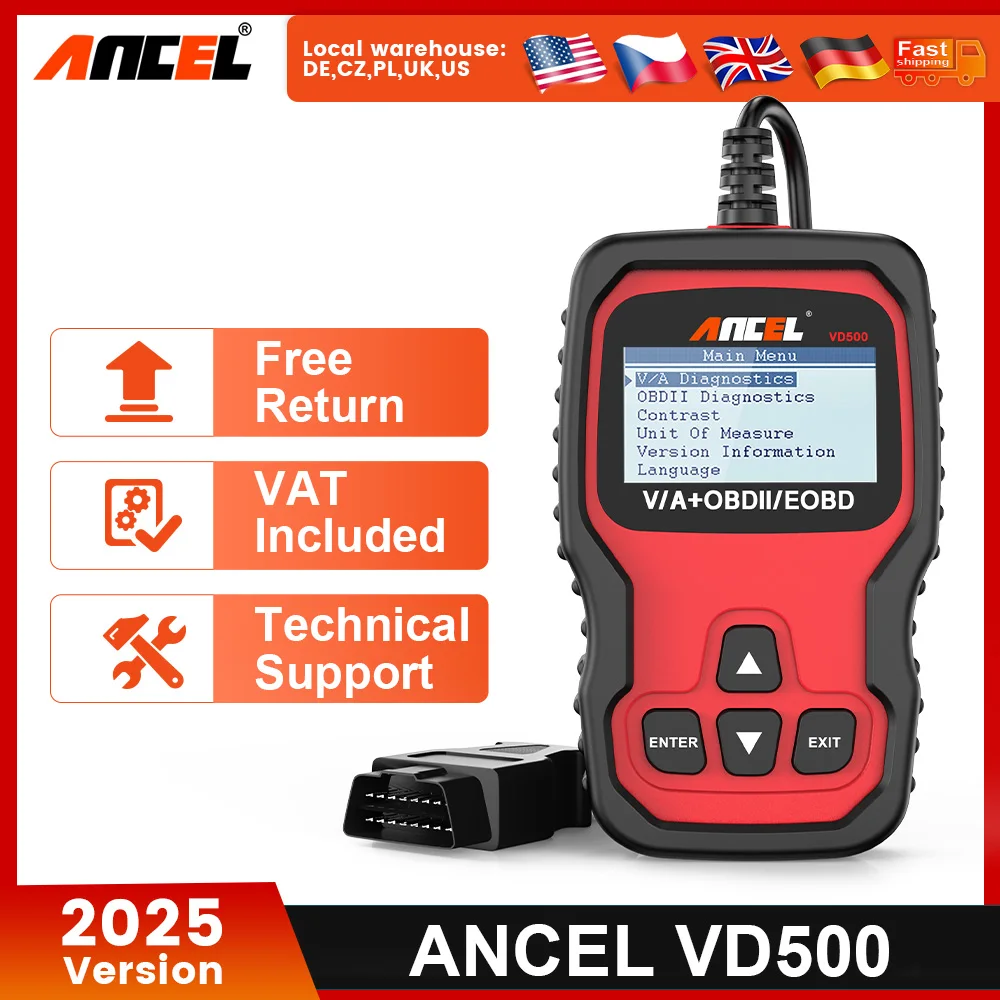 ANCEL VD500 Automotive OBD2 Scanner For VW/Audi Full System Code Reader ABS EPB Oil Reset Car Diagnostic Tools For VAG Skoda