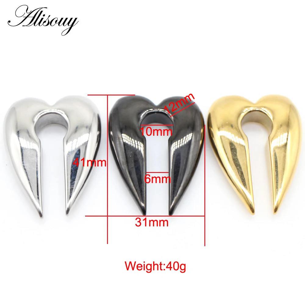 Alisouy 1PC Ear Piering Stainless Steel Ear Weight Piercing Plugs Expanders Earrings Gauge Ear Dangler Tunnel Body Jewelry