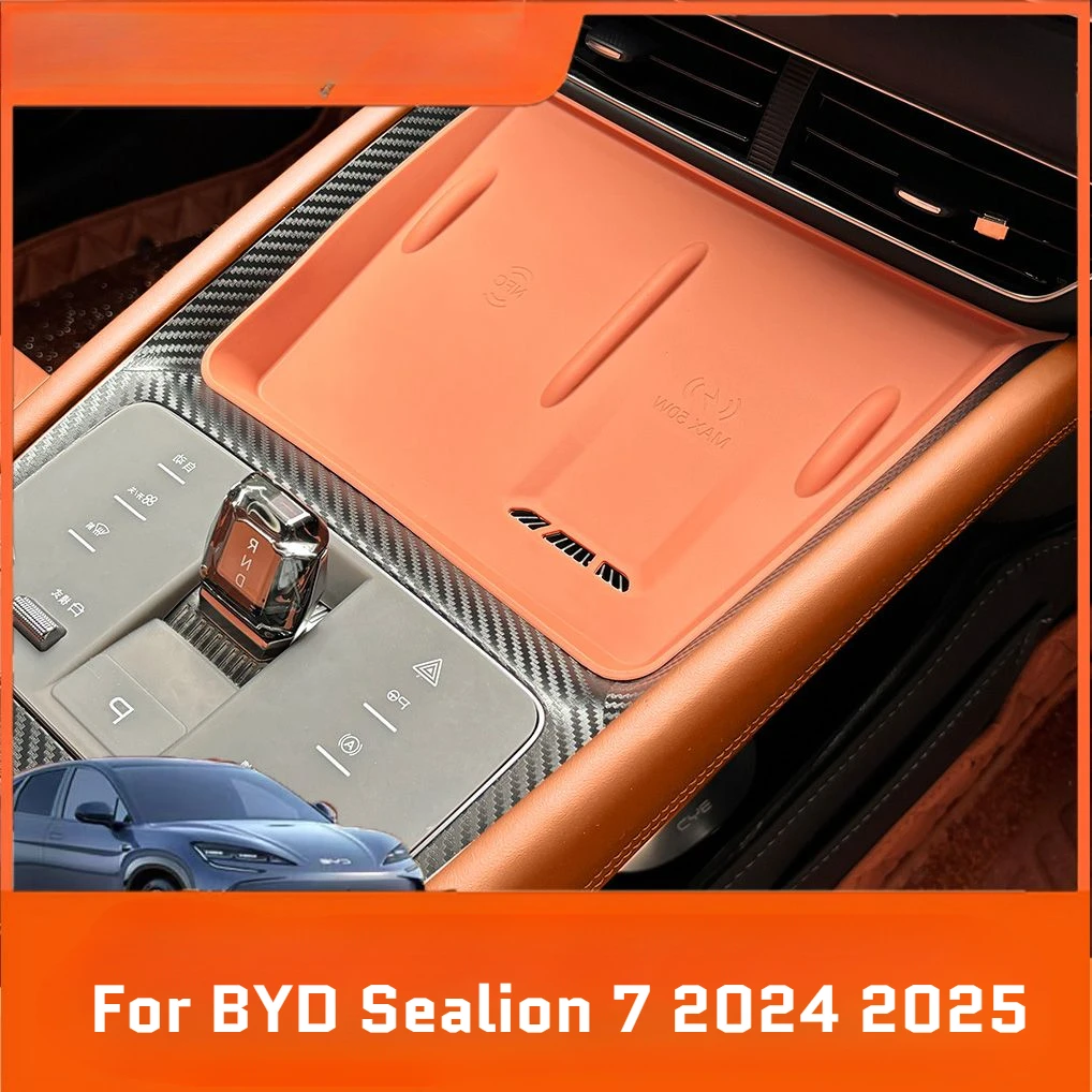 Für BYD Sealion 7 2024 2025 Auto-Styling Kabelloses Lade-Silikon-Schutzpad Mittelkonsole Rutschfestes Pad Auto-Zubehör – Detail 1