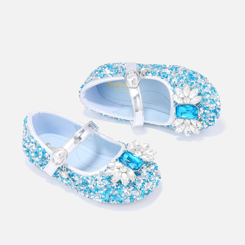 

Туфли принцессы для девочек, синие, серебристые, розовые детские наряды, туфли с кристаллами для выступлений на сцене, модный показ для девочек, модель для выступлений хозяина