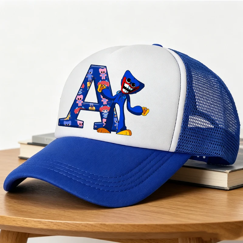 Casquette de baseball Game Poppys Playtime pour enfants, chapeau de soleil mignon avec lettres A-Z, chapeau de soleil respirant en maille pour garçons, couvre-chef de sport d'été en plein air, cadeau