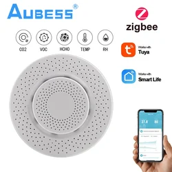 Zigbee Tuya 3.0 Monitor della qualità dell'aria regolatore dell'aria 5 In 1 formaldeide VOC Co2 sensore di umidità della temperatura Smart Home