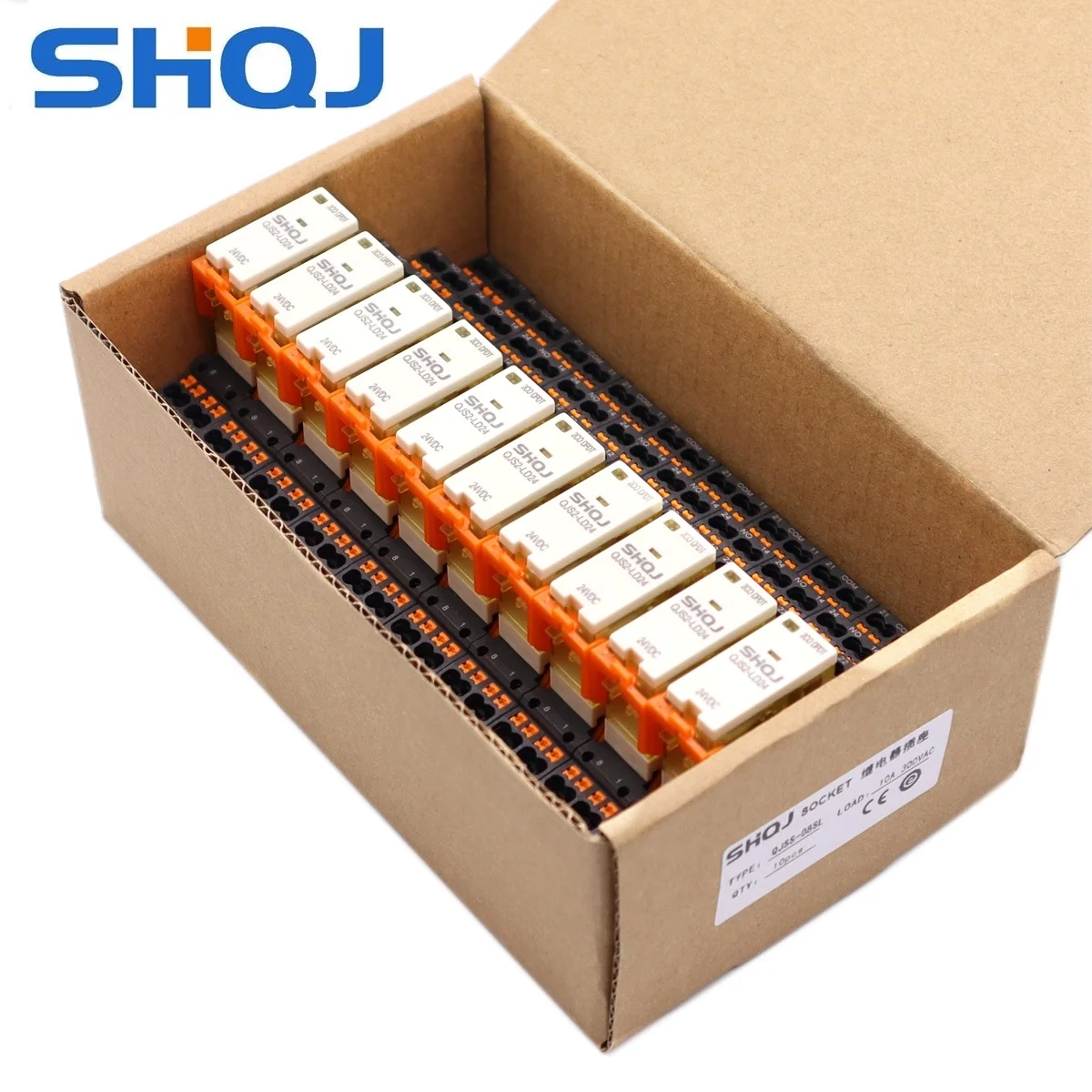 SHQJ 1CO/2CO industrial style power relay DIN Rail Mount Coil 12V 24V 110V 230V with light LED With Push-in terminal socket