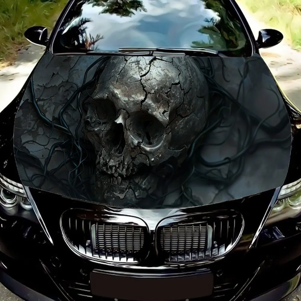 

Dark Rock Breaking Skull Car Hood Wrap Color Vinyl Sticker Truck Graphic Bonnet Auto Accessories Decoration Decal Gift