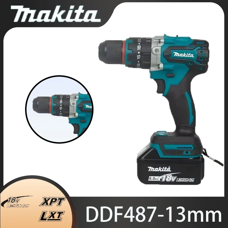 MAKITA 18 В литиевая электрическая аккумуляторная ручная дрель 13 мм DDF487RTJX без зарядного устройства