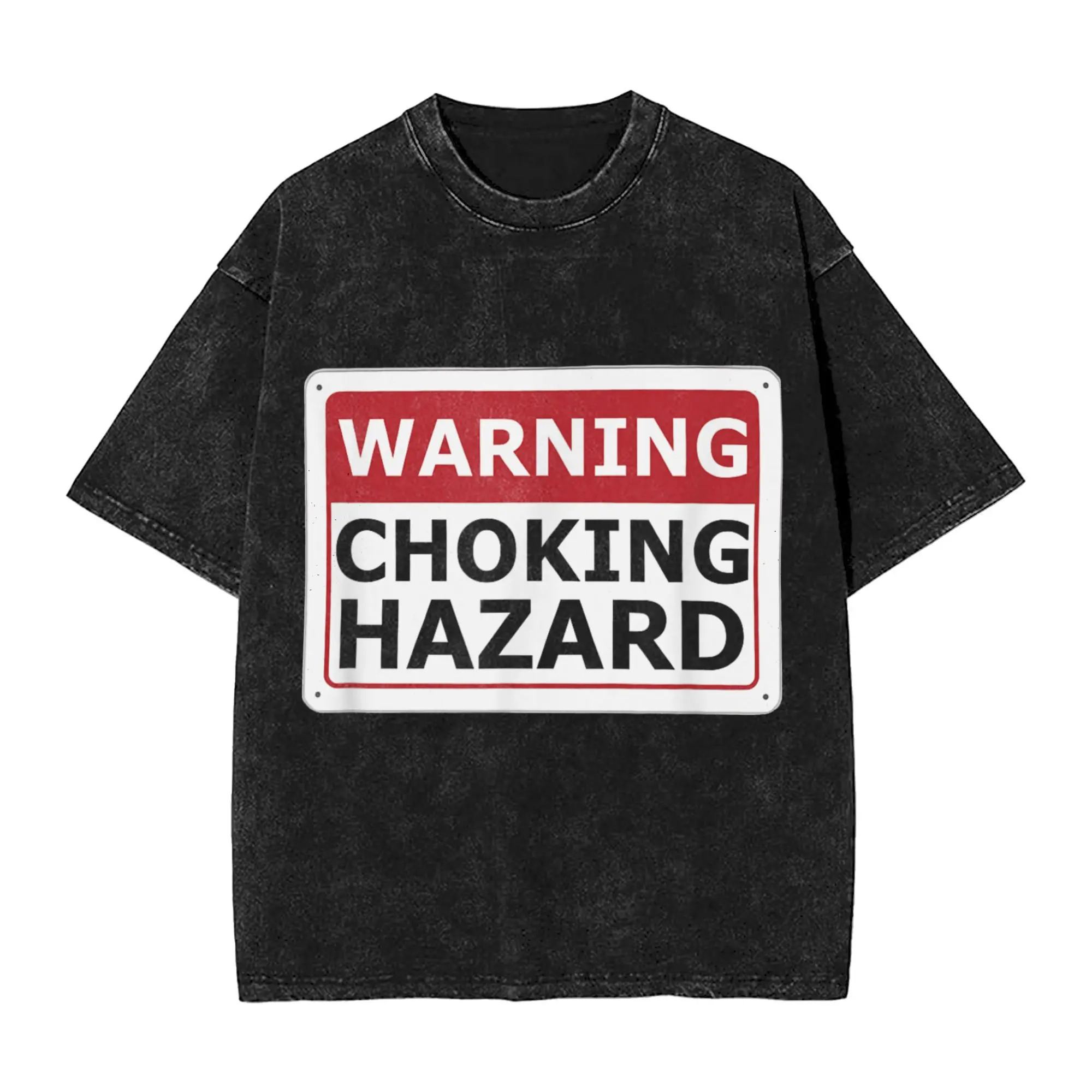 

Warning Choking Hazard Washed T Shirt Men Y2K Classic Casual T Shirts Summer O Neck Trendy Cool Tees Loose Oversized Clothing