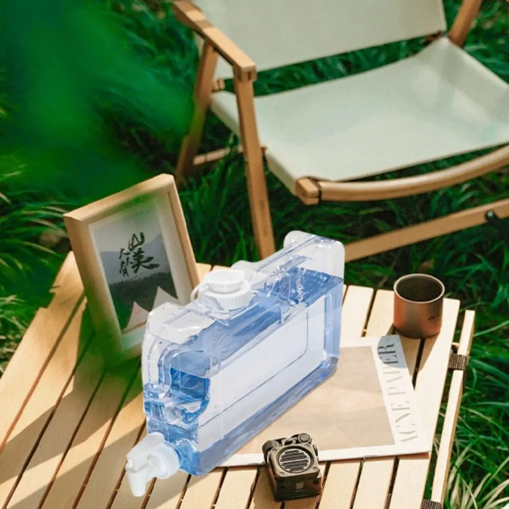 

4L Outdoor Drinking Bucket Transparent Portable Water Storage Container PE Large-Capacity Camping Water Tank Travel Supplies