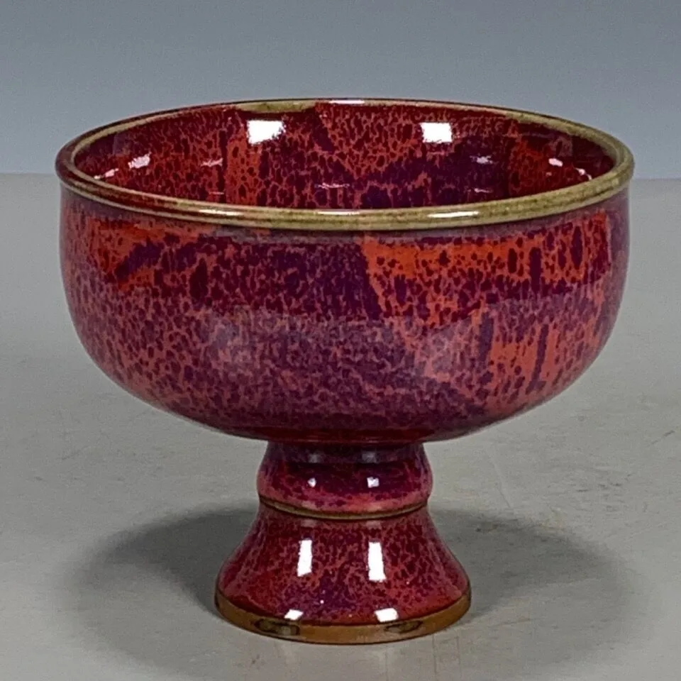 Chinese Porcelain Jun Kiln Purple Glaze Kiln Change High-foot Cup 3.42 Inch